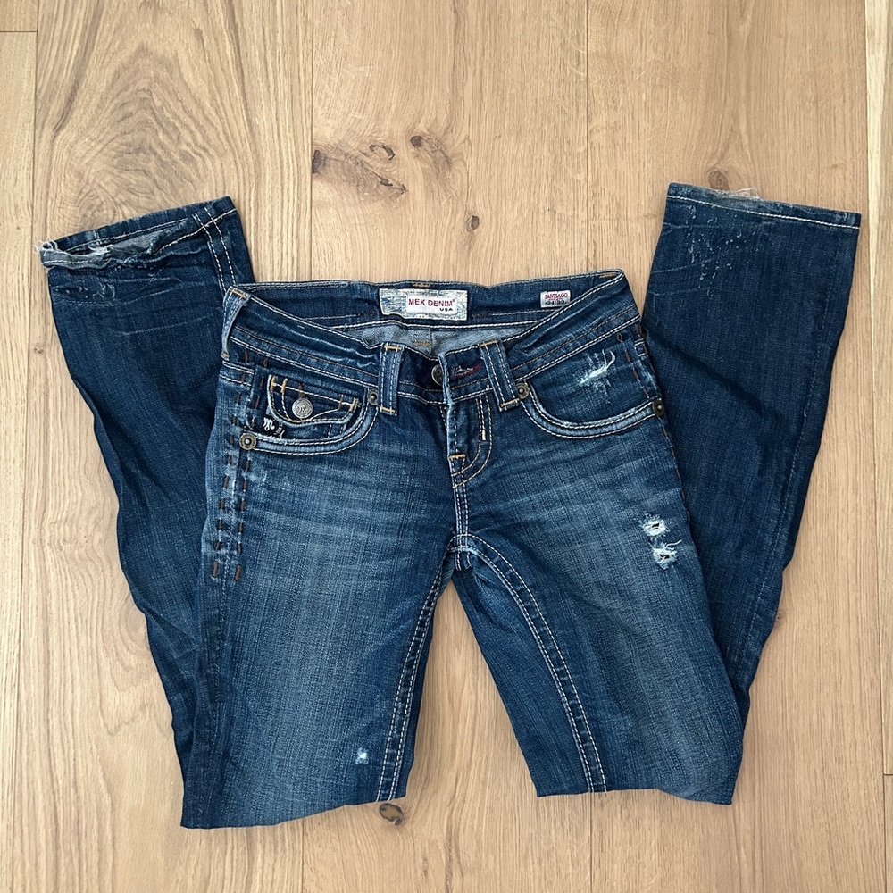 MEK Blue Straight Leg Jeans with Classic Design
